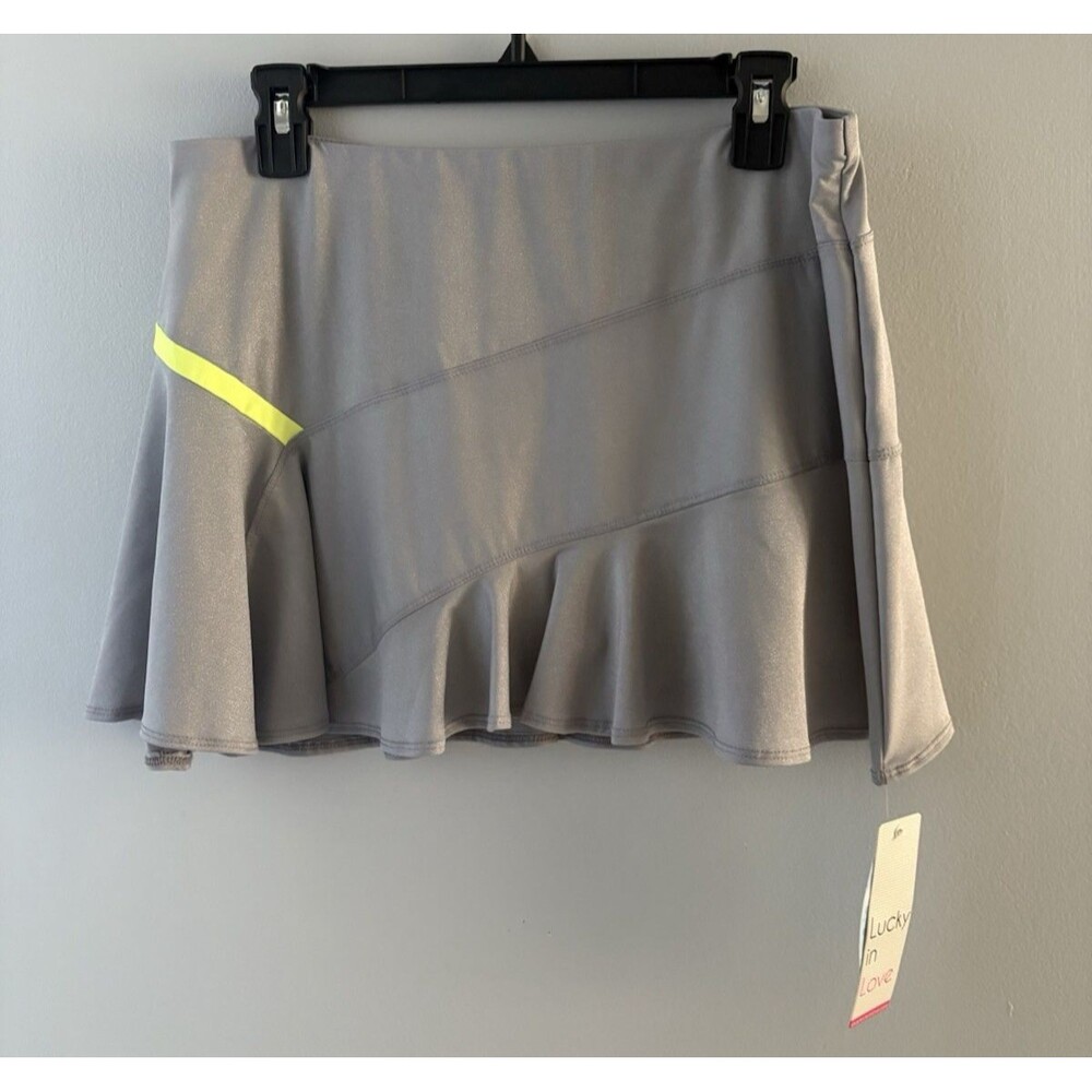 NWT Lucky In Love Skort Skirt Size L Silver Sparkle Tennis Golf Pickleball
